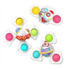 A set of baby suction cup spinner toys featuring various colors and rattles for sensory play.