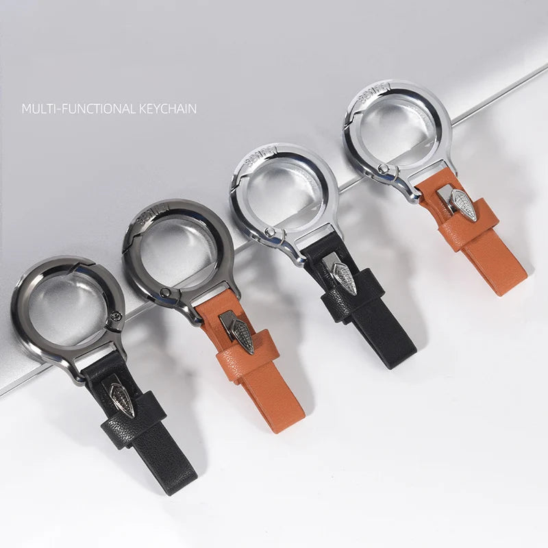 Premium Leather Keychain with Carabiner Clip