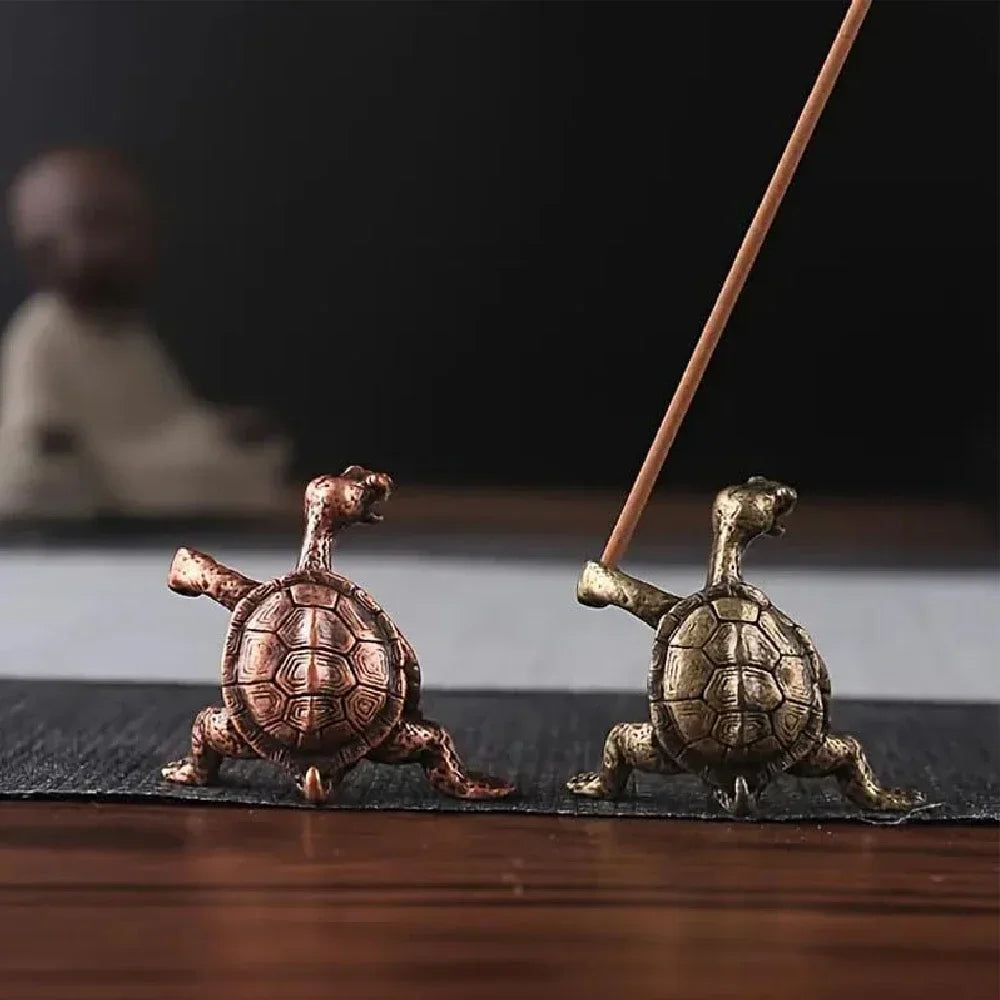 Antique Metal Turtle Incense Holder – Decorative Candle & Stick Holder