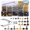 Metal Double Cap Rivets with Setting Tool Kit for Leathercraft & Repairs