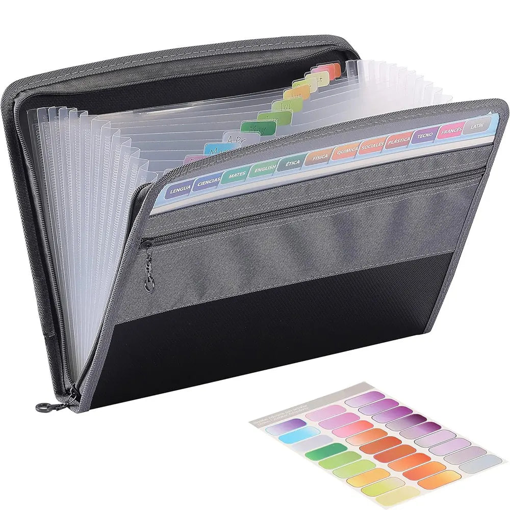 Expandable A4 Document Organizer with 13 Accordion Pockets