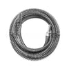 A flexible drain snake with a drill adapter for cleaning sinks and pipes.