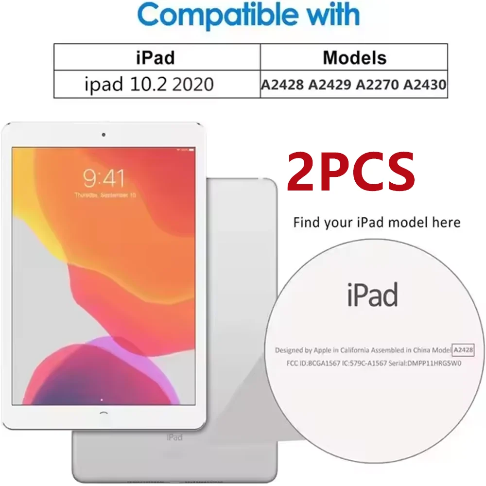 Un protecteur d'écran en verre trempé 9H pour iPad, compatible avec certains modèles.