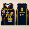 A navy blue basketball jersey with the number 8 and the name Cunningham on the front, featuring gold trim.