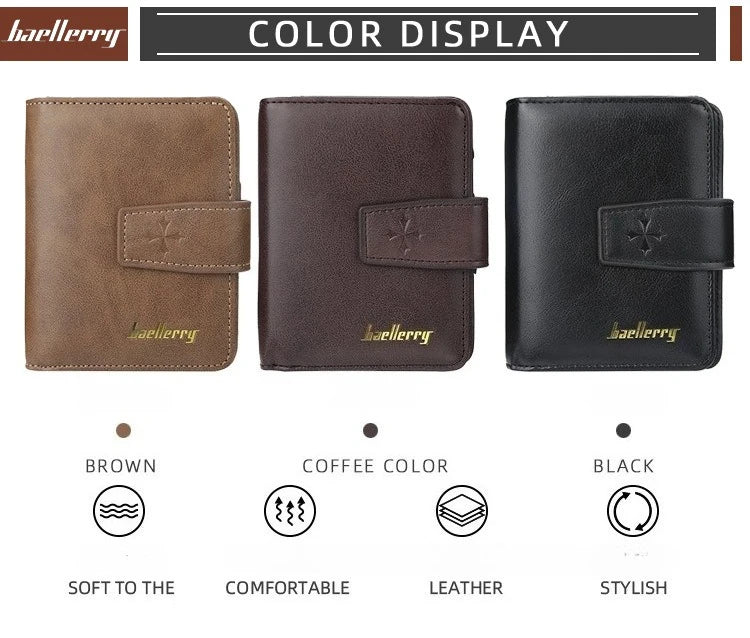 Vintage PU Leather Zipper Wallet for Men
