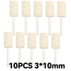 Ten pieces of beige wool felt polishing wheels with 10mm shafts.