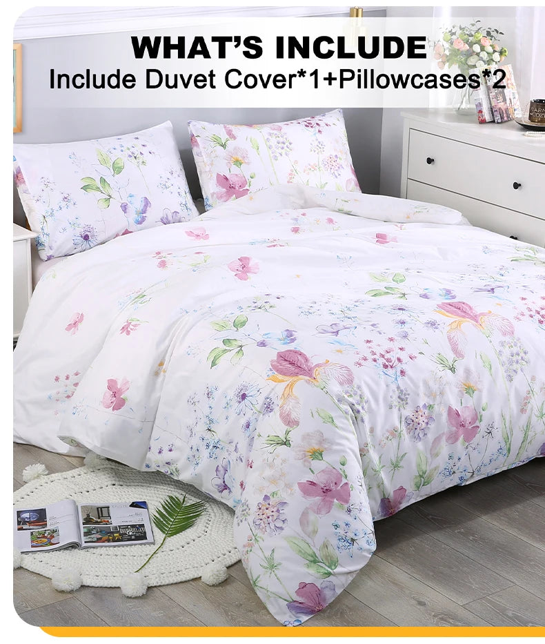Floral Print Duvet Cover Set with Pillowcases