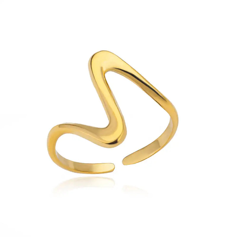 Waterproof Stainless Steel Ring with 18k Gold Plating