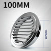 Stainless steel round ventilation grille with 100mm diameter and a mesh pattern.