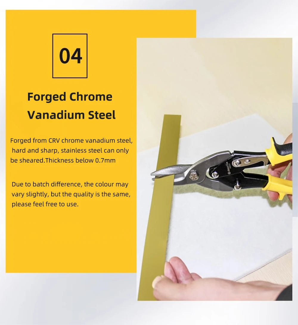 Heavy Duty Aviation Tin Snips – Chrome Vanadium Steel Sheet Metal Cutter