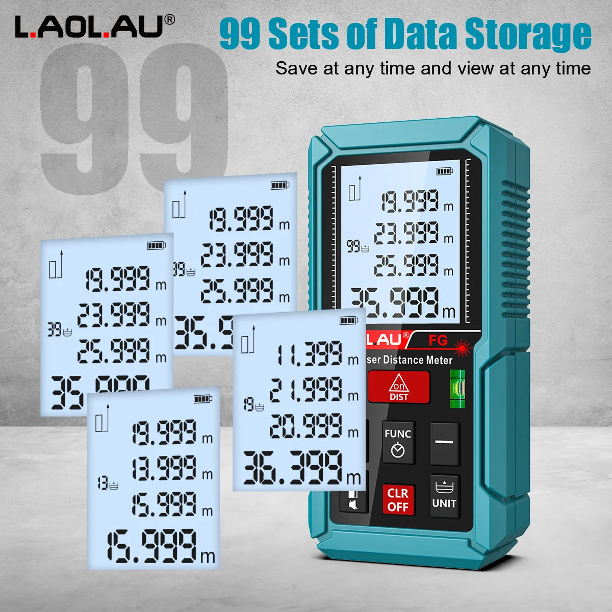 Laser Distance Meter with Backlit Display and 150m Range