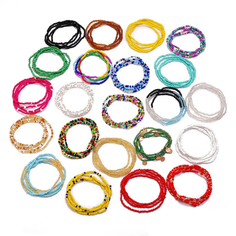 Colorful Beaded Elastic Waist Chain for Women