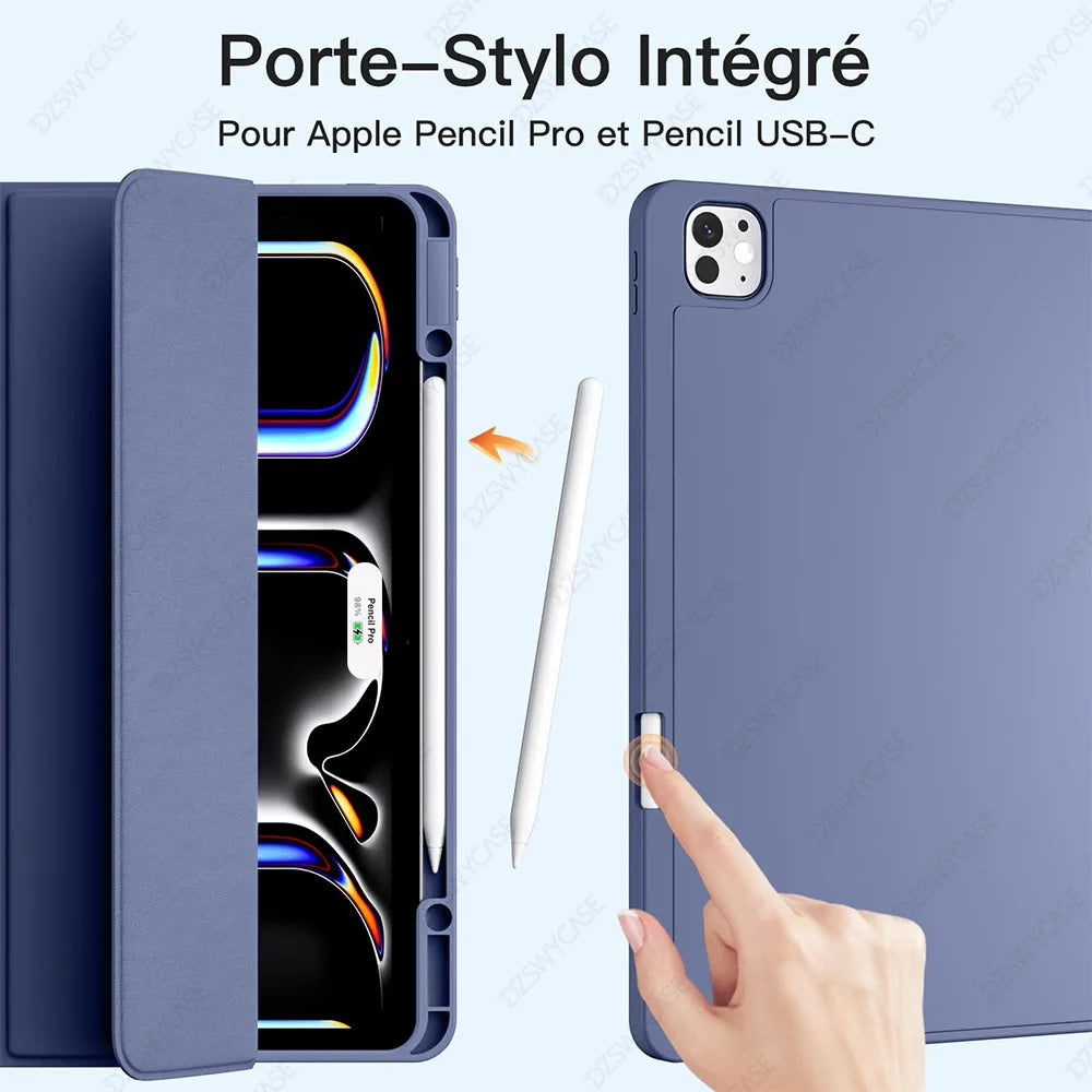 Silicone Trifold Stand Case for iPad Pro 13-Inch with Pencil Holder
