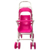 A pink fashion doll accessories set featuring a pink plastic chair with white frame and wheels.
