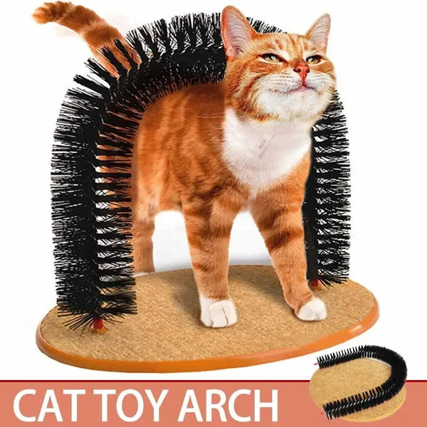 Cat Grooming Arch with Massage Brush and Scratching Pad