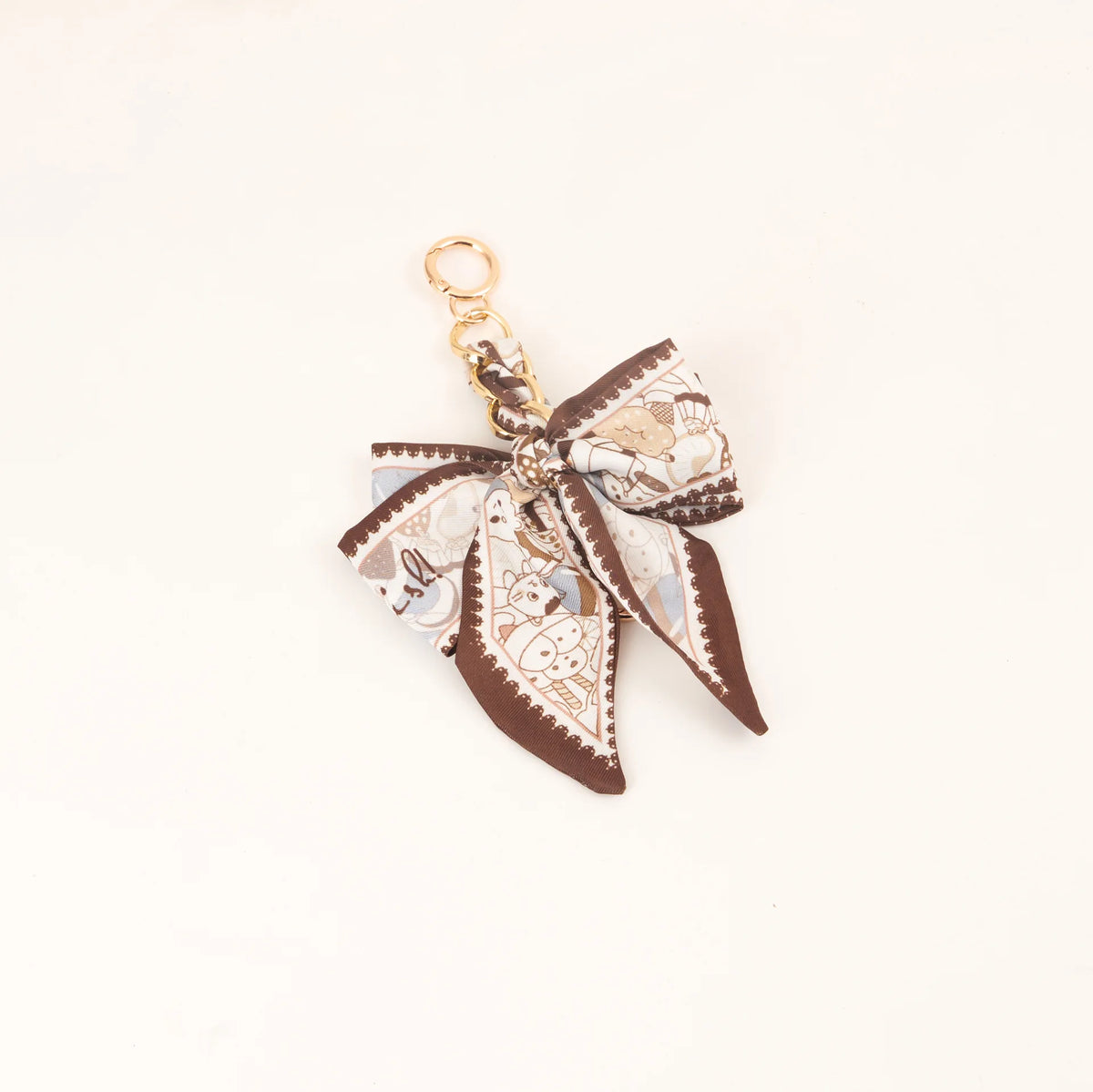 Chic Silk Bow Keychain with Ribbon Charm