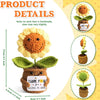 Handmade crochet sunflower doll with green leaves and a thank you tag
