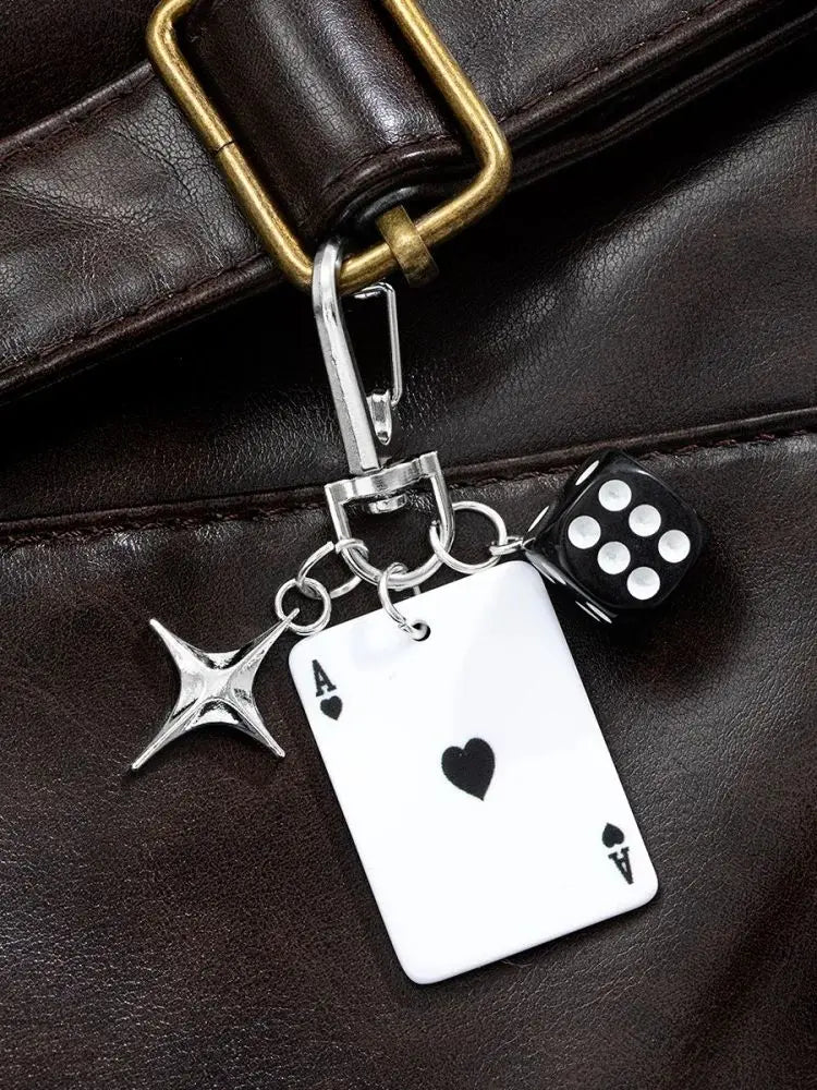 Retro Poker Dice Keychain Charm