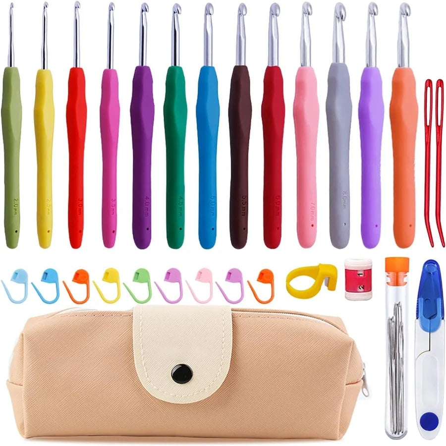 Ergonomic Crochet Hook Set with Accessories and Storage Bag