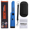 A blue handheld GP-Pointer metal detector with an attached lanyard and a black protective case.