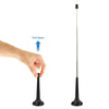 Hand pulling open an indoor high-gain digital radio antenna with a magnetic base