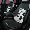 Black car seat covers featuring a panda design on the headrest and seat cushion.