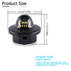 Schwarze Hochleistungs-LED-Nummernschildleuchte, 4,5 cm lang und 3,7 cm hoch.