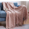 Oversized Chunky Knit Throw Blanket with Tassels