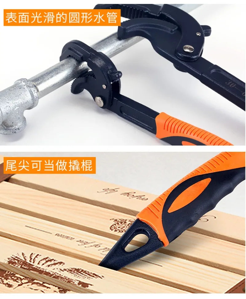 Adjustable Ratcheting Open-End Wrench with Self-Locking Jaws