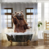 Cat Riding Dinosaur Shower Curtain with Ocean Wave Design