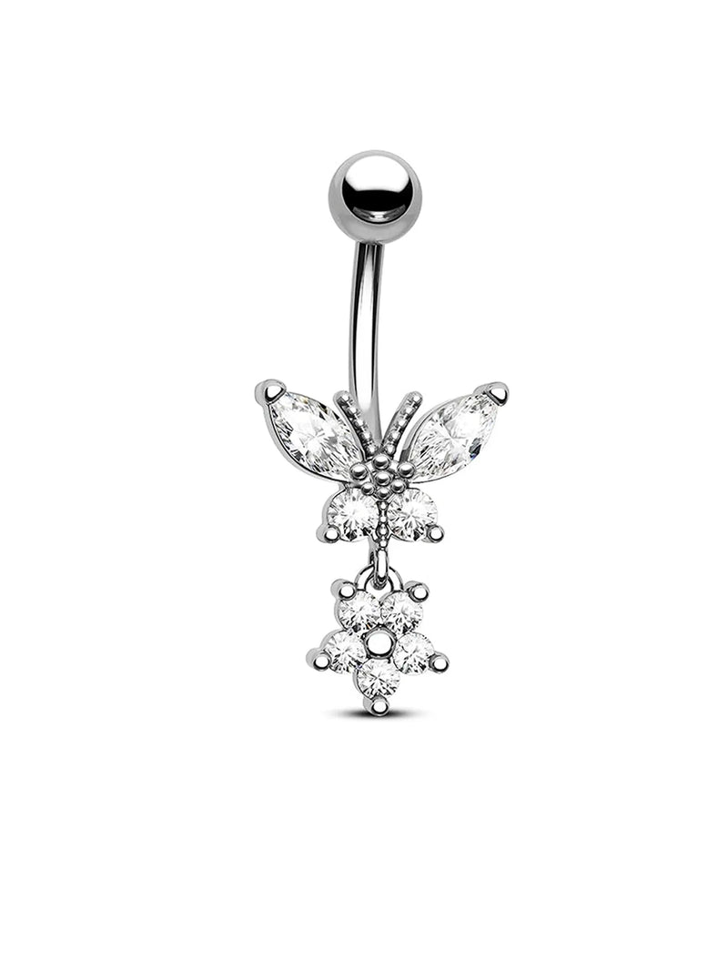 Piercing de Ombligo con Mariposa Colgante
