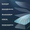Cross-section diagram showing the layered structure of an iPad screen protector with various protective layers.