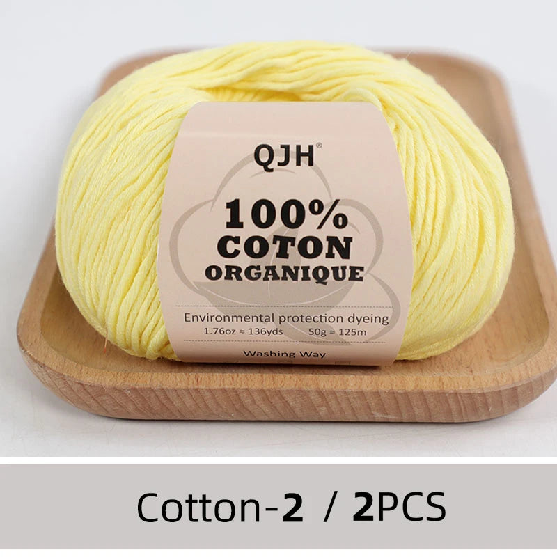 100% Organic Cotton Yarn for Knitting and Crocheting (2-Pack)