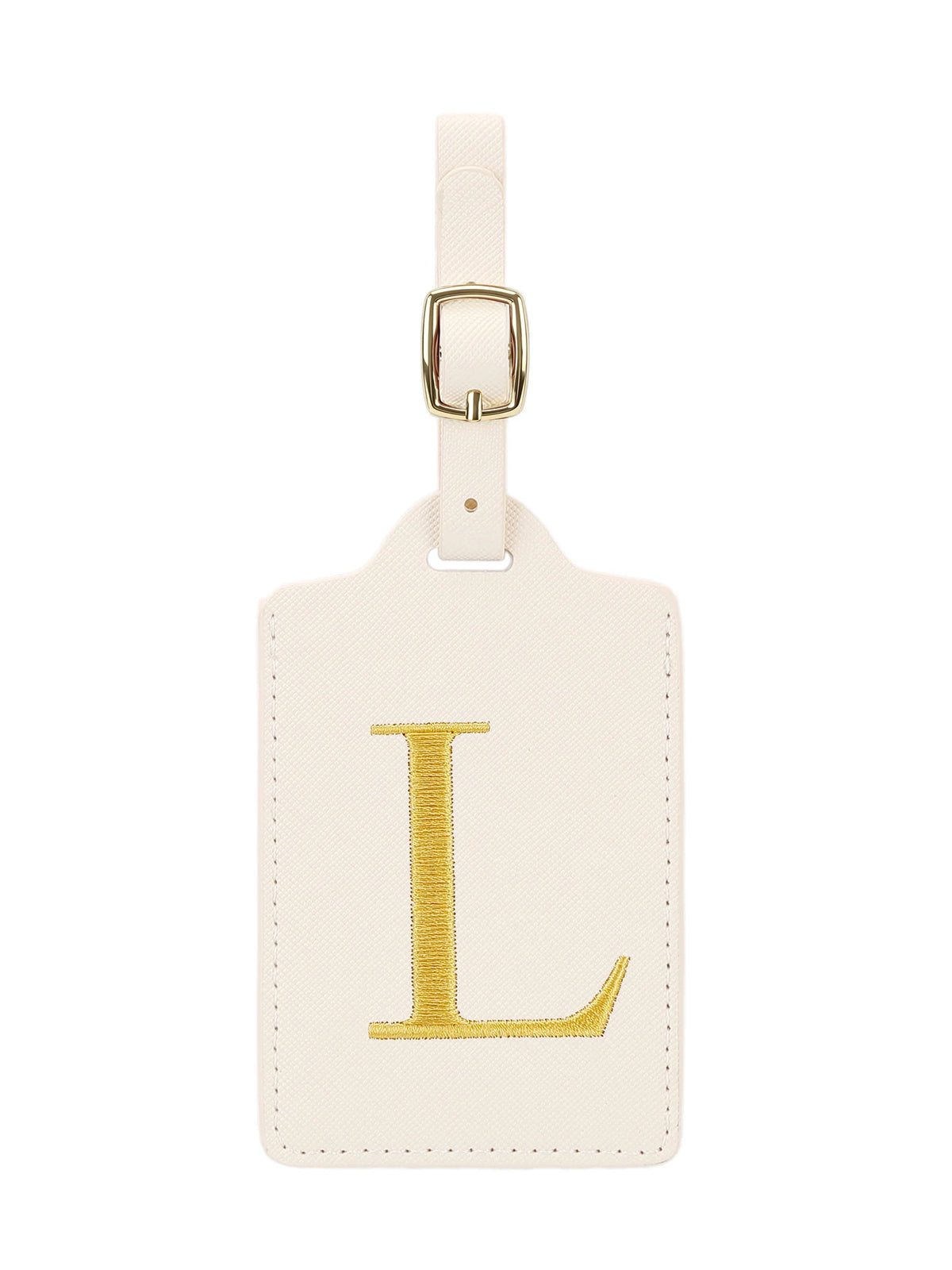 Personalized Embroidered Leather Luggage Tag with Letter Initial