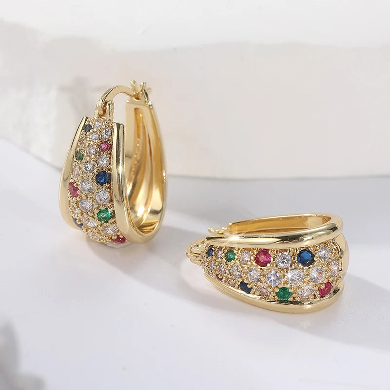 Multicolor Cubic Zirconia Hoop Earrings