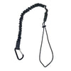 A black durable safety bungee tether with a carabiner hook.
