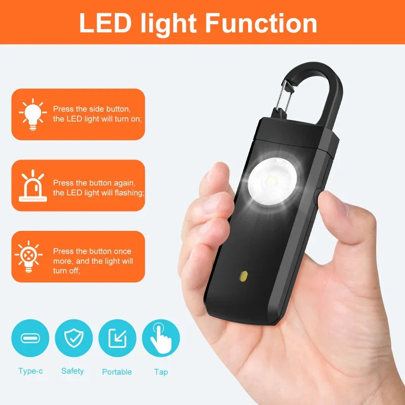 Compact USB Rechargeable LED Security Light with Loud Alarm