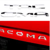 Chrome 3D letter emblem for a Toyota Tacoma tailgate