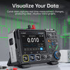 A black FNIRST 2D15P oscilloscope and multimeter device displaying a real-time measurement graph.