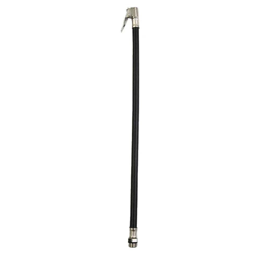 Inflador portátil de aire negro con manómetro.