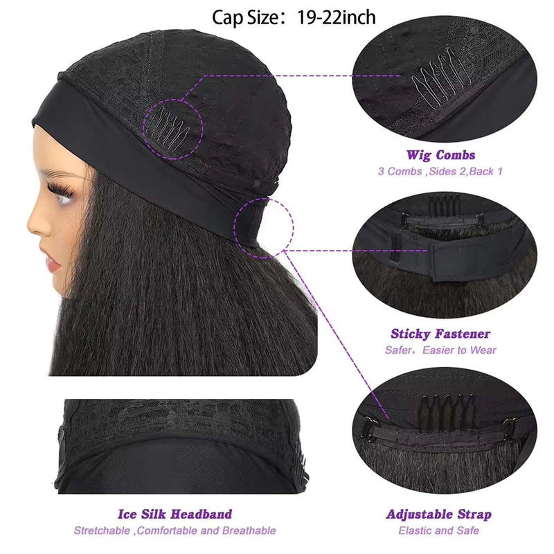 Kinky Straight Stirnband-Perücke mit integriertem Band