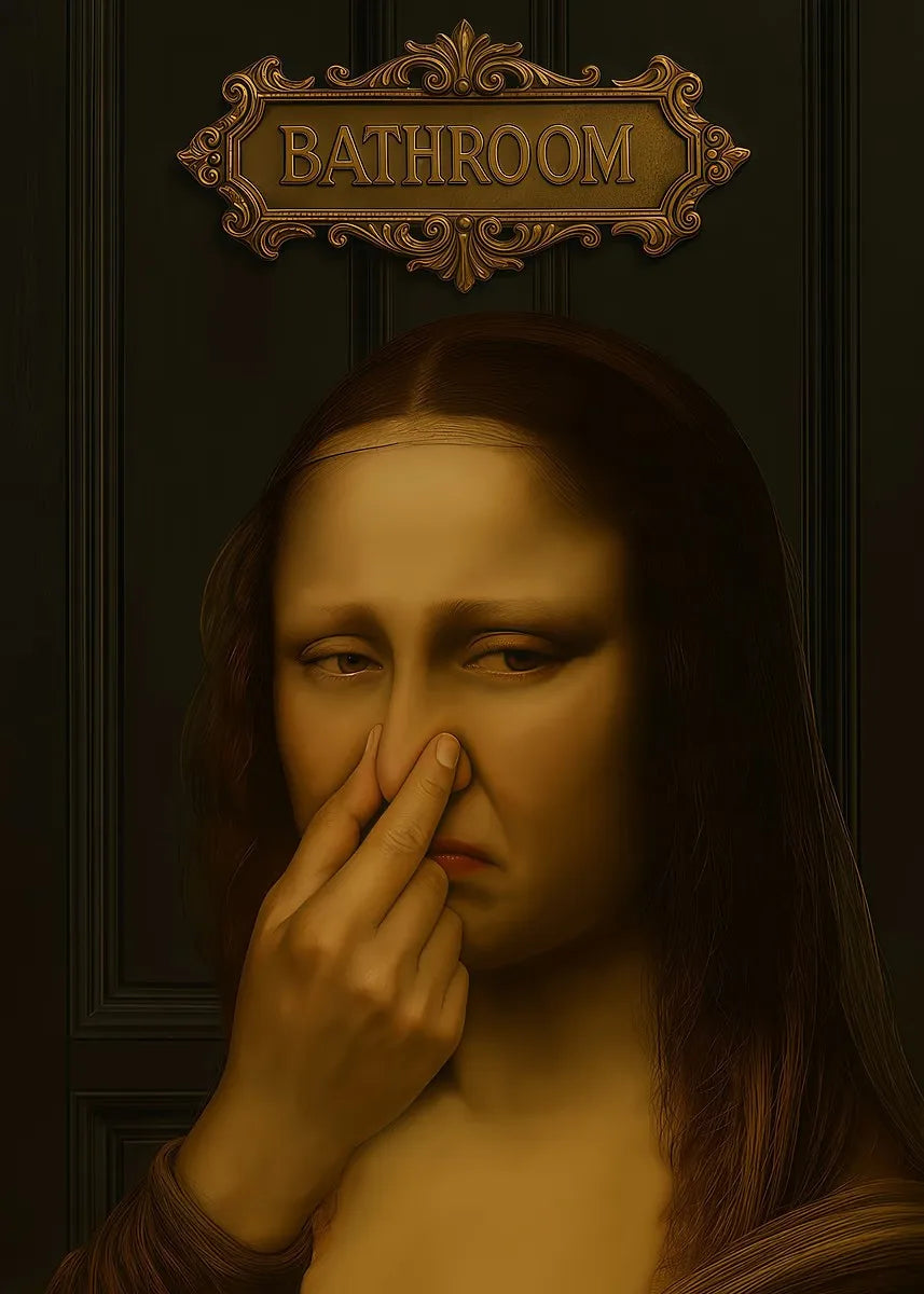 Mona Lisa Funny Bathroom Wall Art Canvas Print