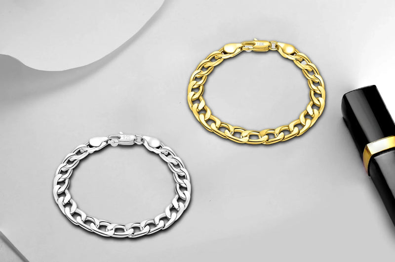 925 Sterling Silver Chain Bracelet with 18K Gold Plating