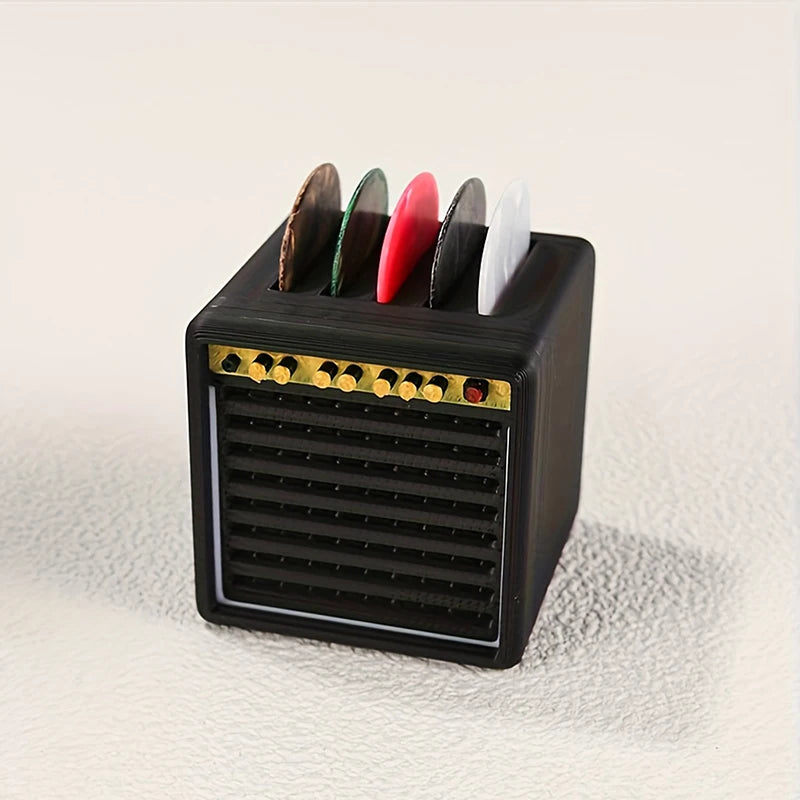Vintage Amplifier-Style Guitar Pick Holder with Drawer