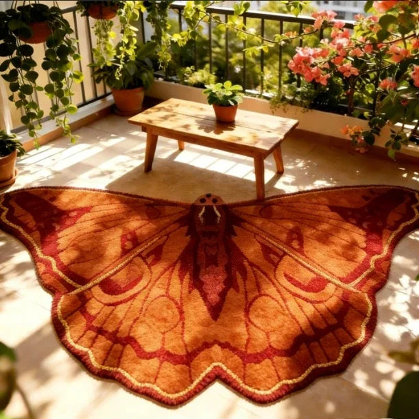 Butterfly-Shaped Plush Rug with Non-Slip Backing