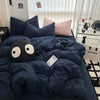 Solid Black Microfiber Duvet Cover Set with Pillowcases