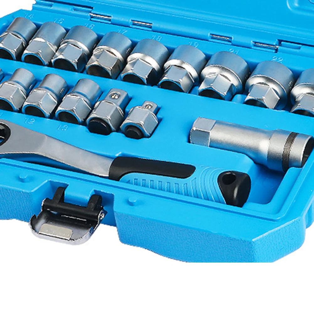 17-Piece Pass-Through Socket Set with Reversible Ratchet