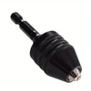 Black quick-change hex shank drill chuck with a round handle