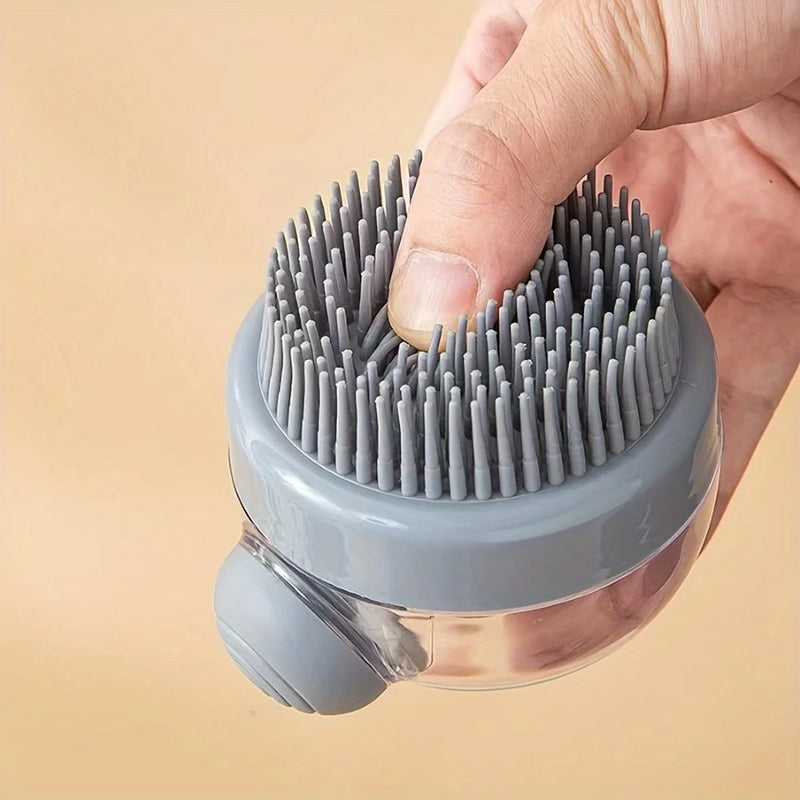 Brosse de bain en silicone pour animaux avec distributeur de savon
