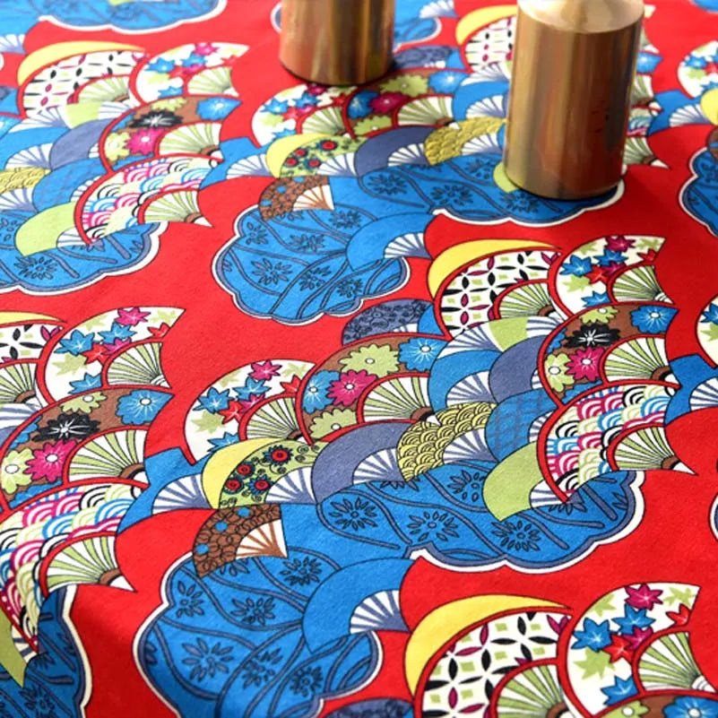 Bohemian Cotton Linen Fabric with Vintage Ethnic Print